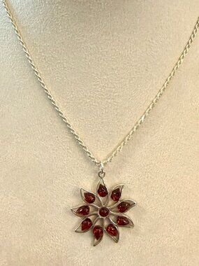 Vintage Amber flower pendant
